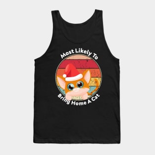 Womens Most Likely To Bring Home A Cat Christmas Vintage Tank Top